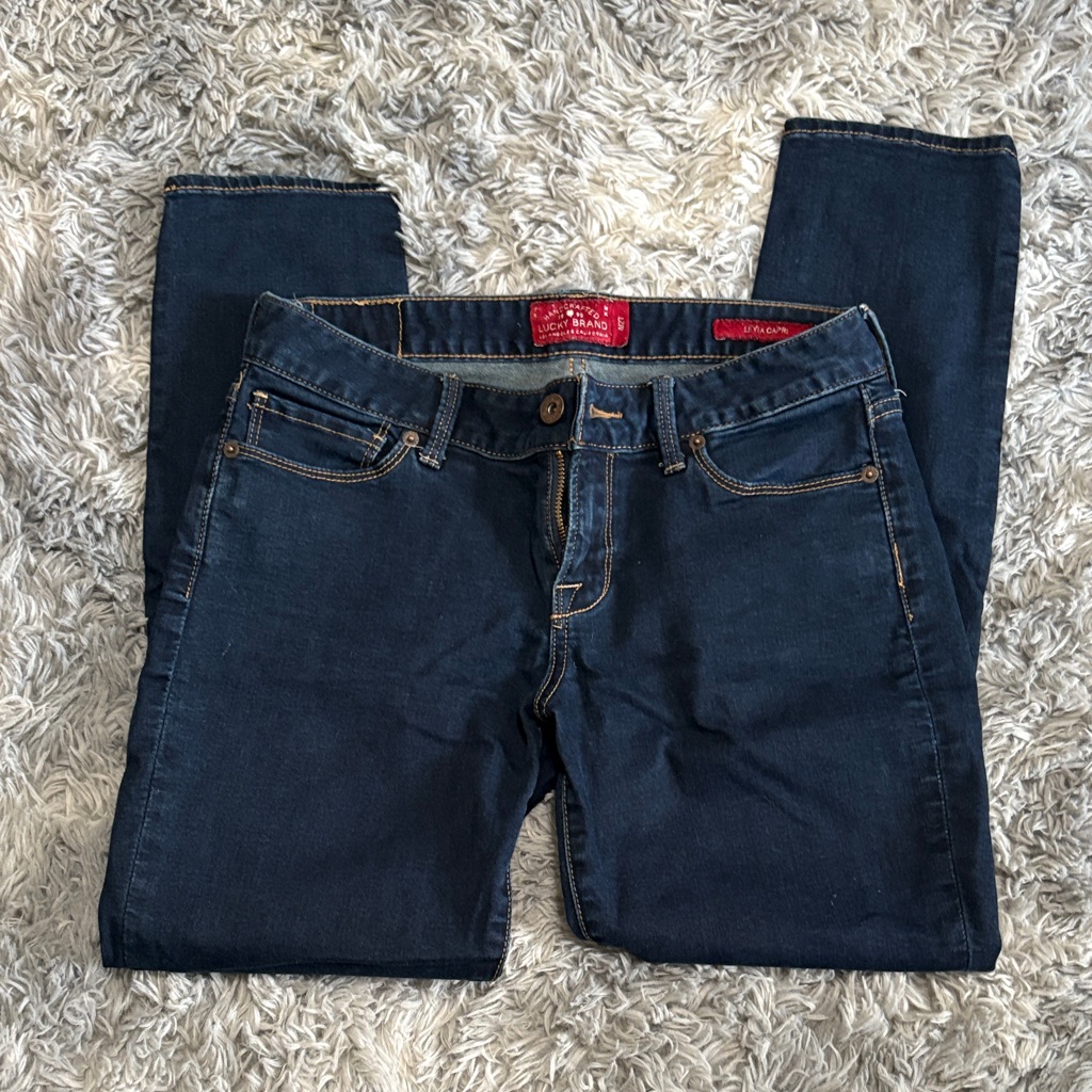 Lucky Brand Dark Indigo Skinny Jeans Leyla Capri